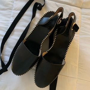 Black Tory Sandals Platforms, worn once.